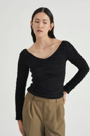 TIME AGAIN GATHERED TOP | BLACK