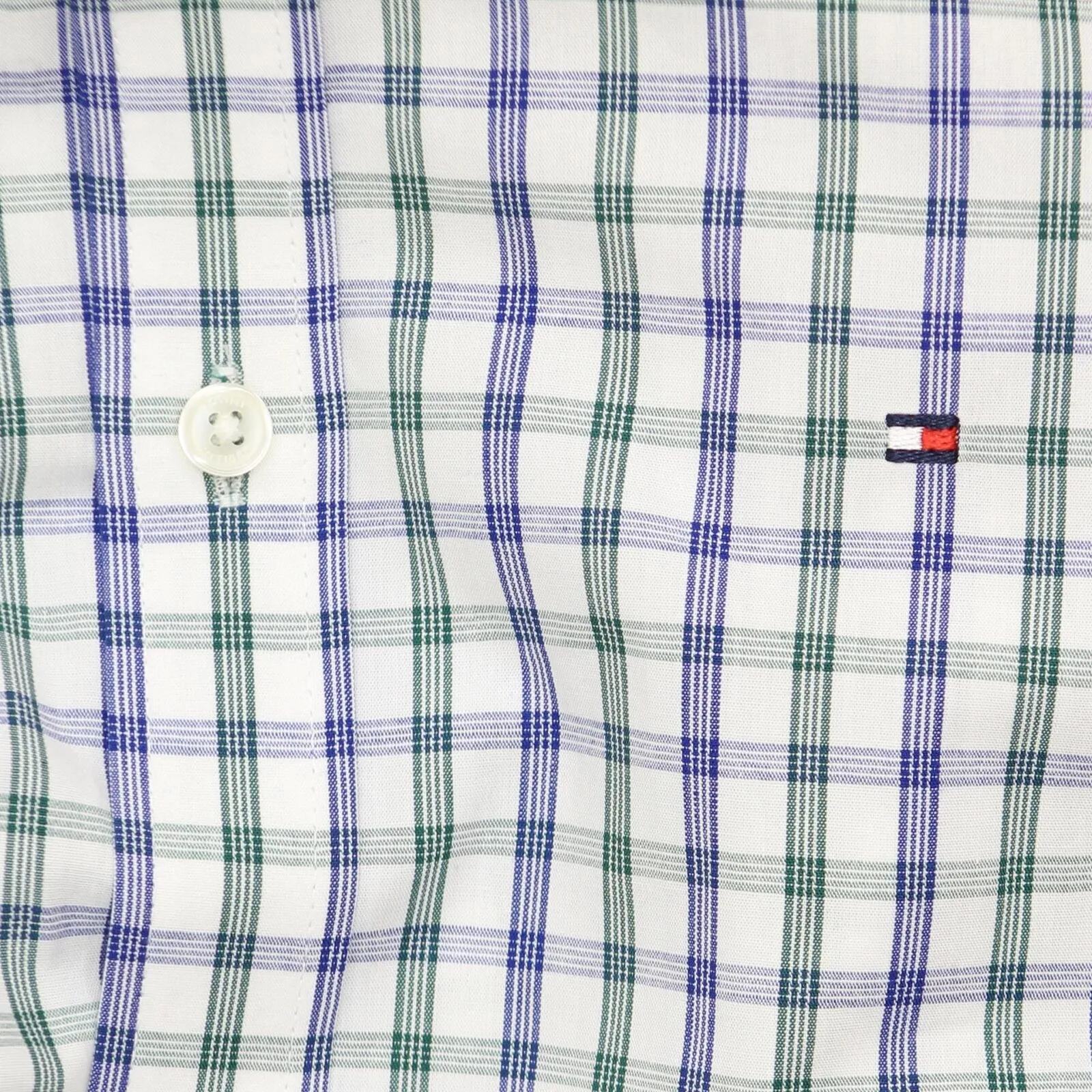 Tommy Hilfiger Slim Performance Stretch Check Dress Shirt Pine M 15 1/2 32-33
