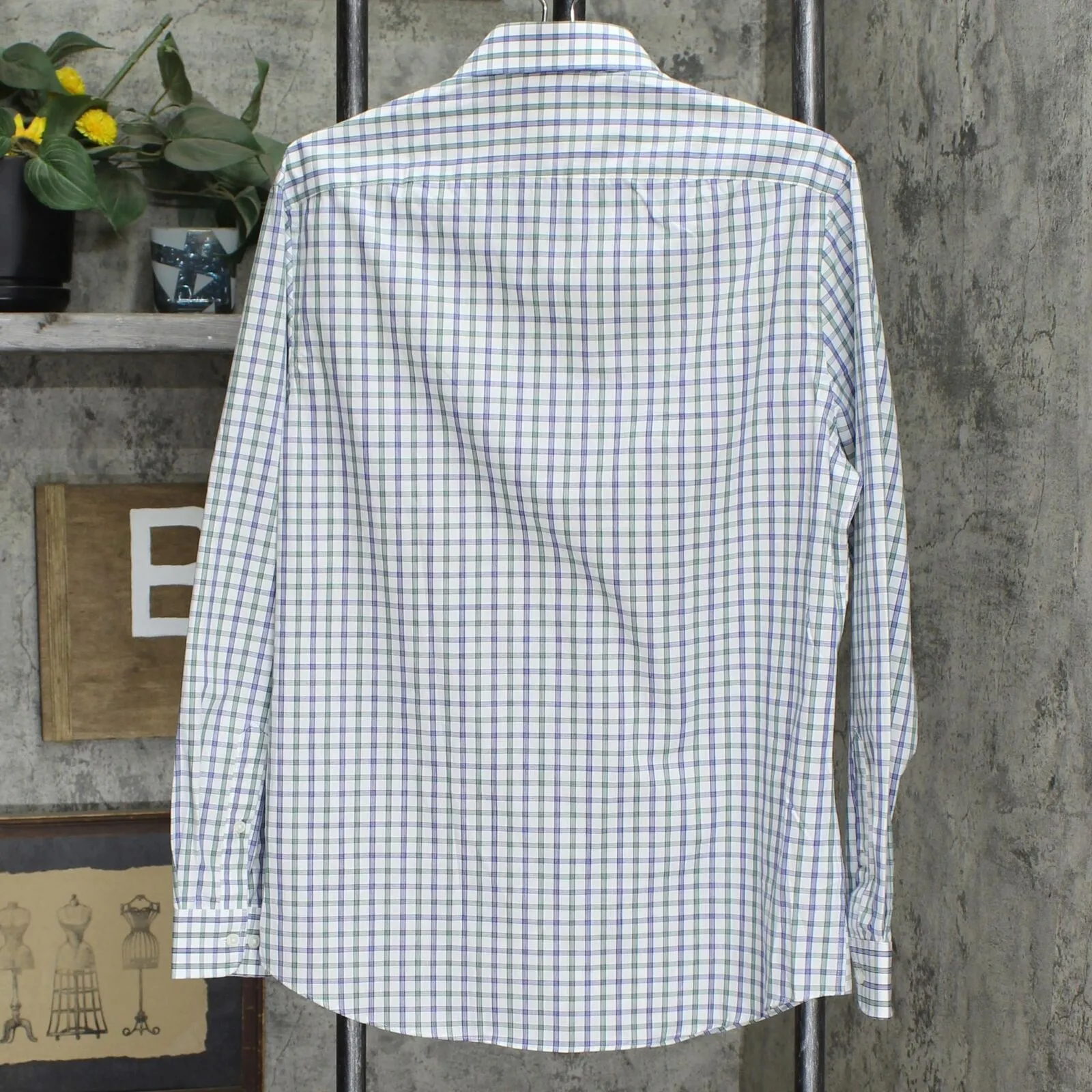 Tommy Hilfiger Slim Performance Stretch Check Dress Shirt Pine M 15 1/2 32-33