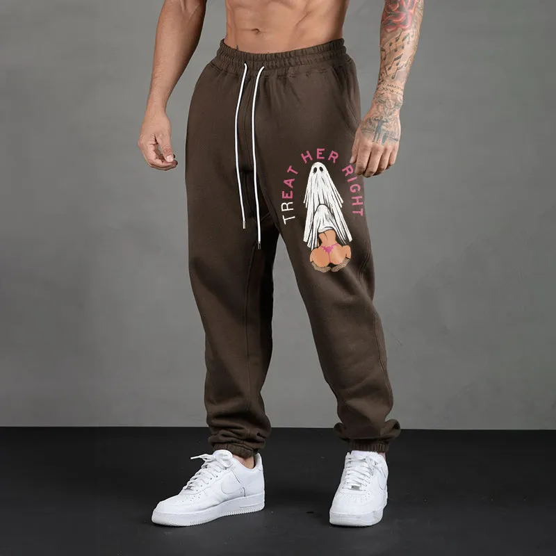TREAT HER RIGHT Sexy Lady Ghost Graphic Casual Print Joggers