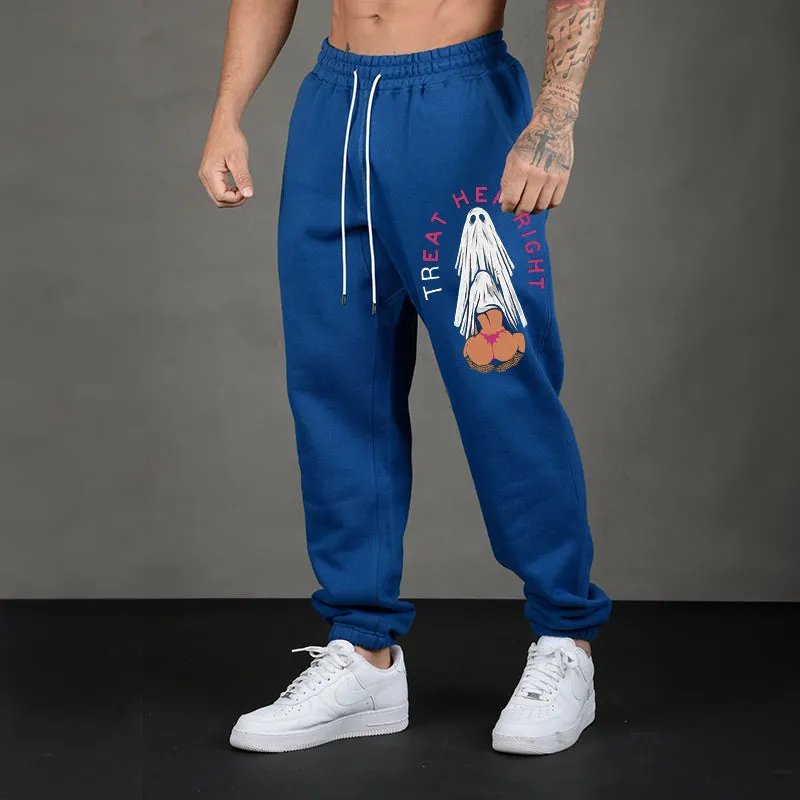 TREAT HER RIGHT Sexy Lady Ghost Graphic Casual Print Joggers