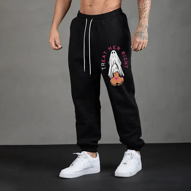 TREAT HER RIGHT Sexy Lady Ghost Graphic Casual Print Joggers
