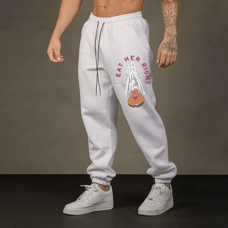 TREAT HER RIGHT Sexy Lady Ghost Graphic Casual Print Joggers