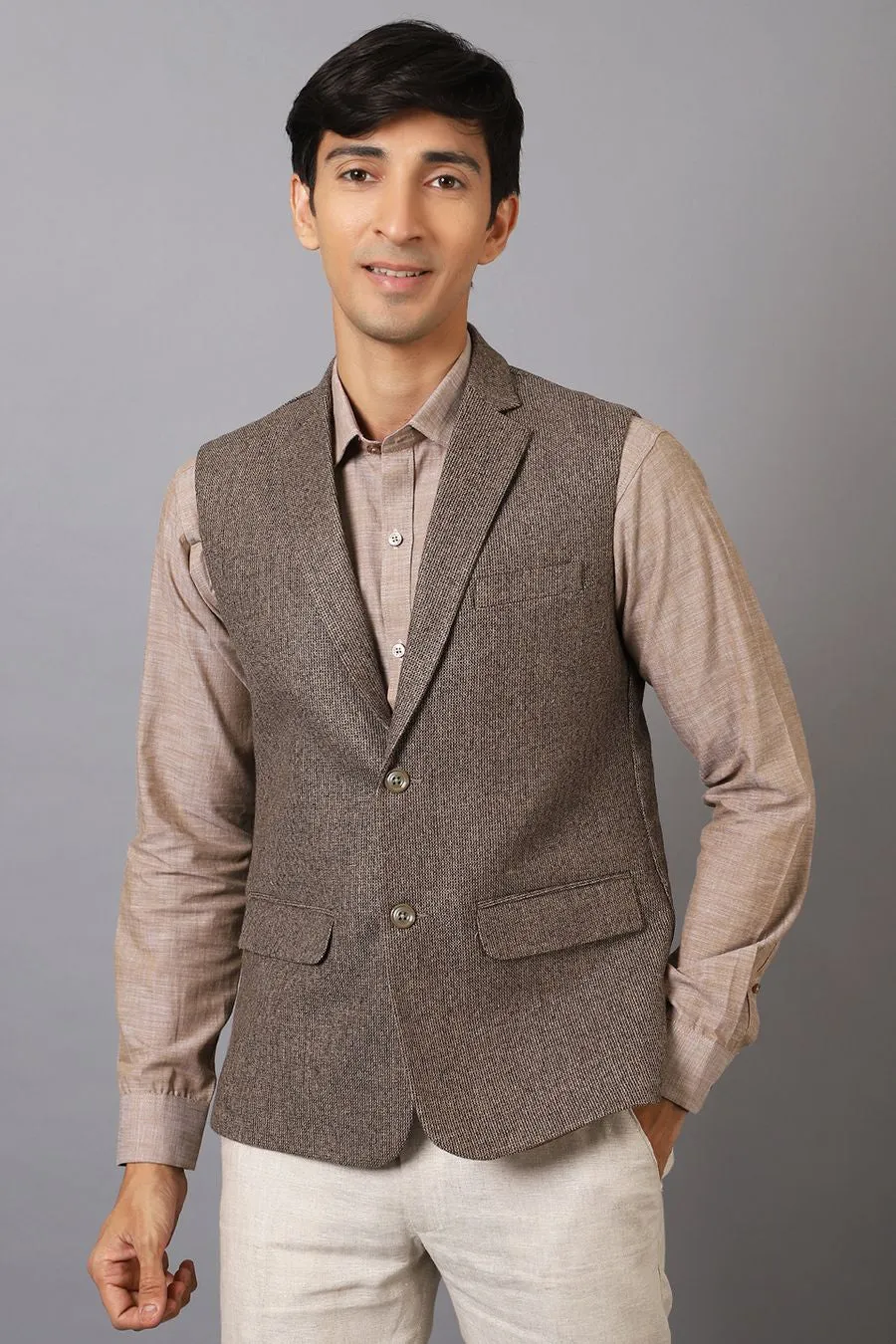 Tweed Beige Modi Nehru Jacket