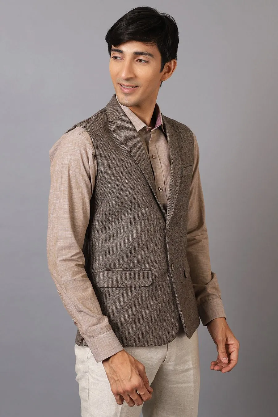 Tweed Beige Modi Nehru Jacket