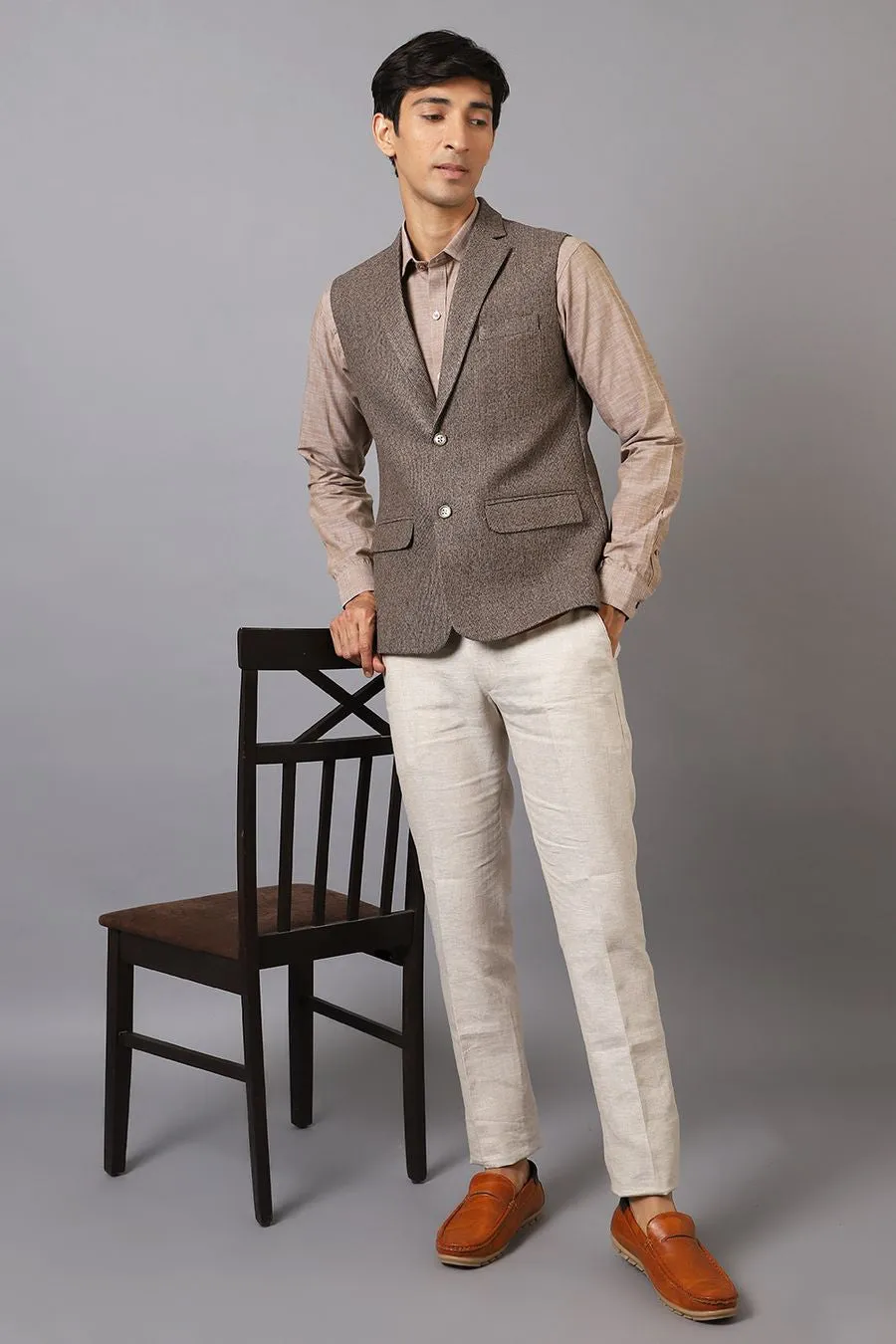 Tweed Beige Modi Nehru Jacket