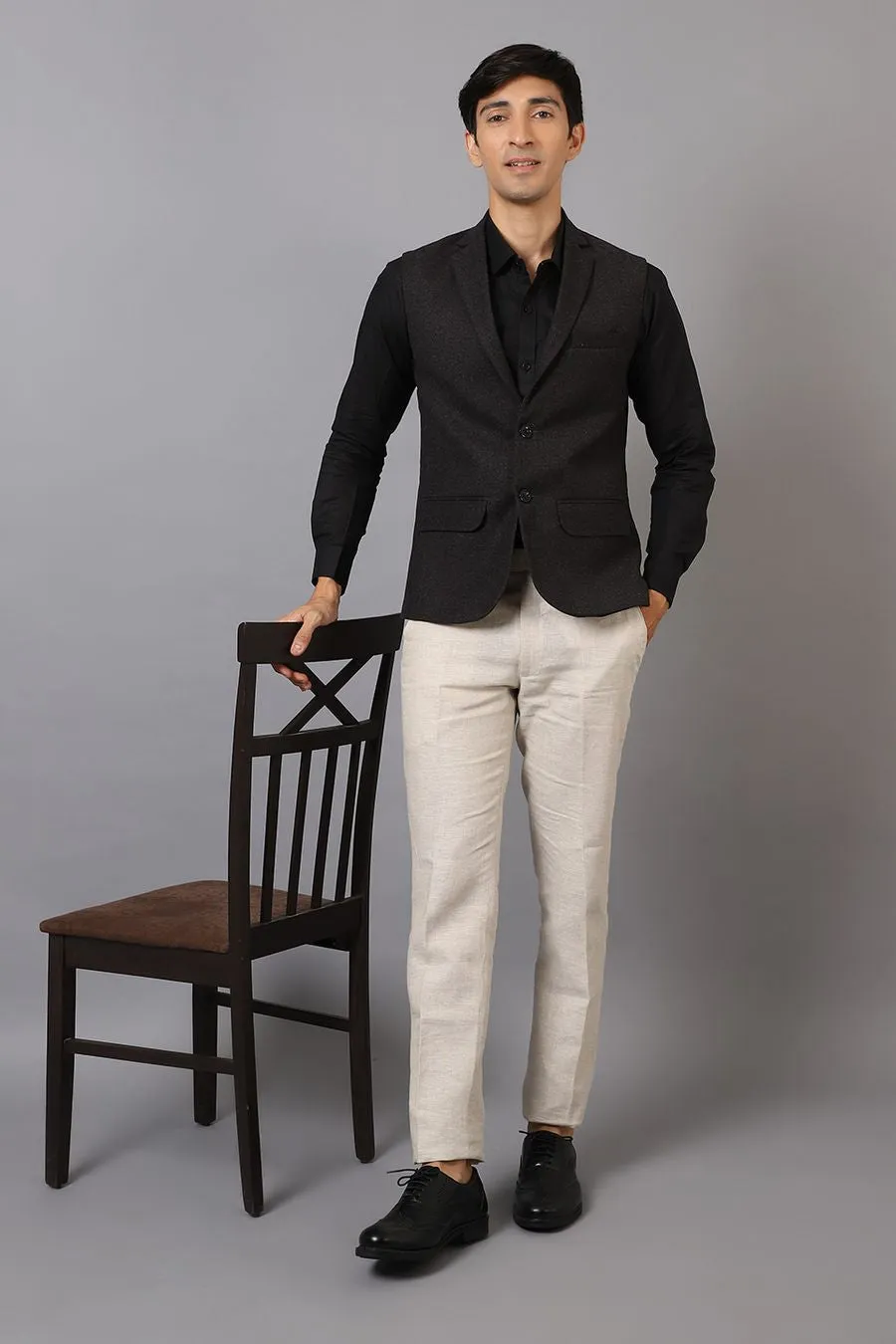 Tweed Wool Grey Modi Nehru Jacket