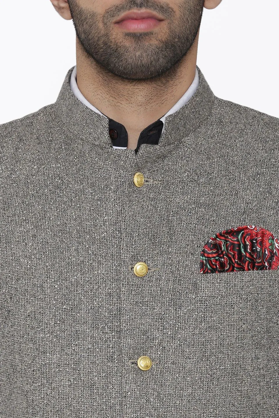 Tweed Wool Grey Modi Nehru Jacket