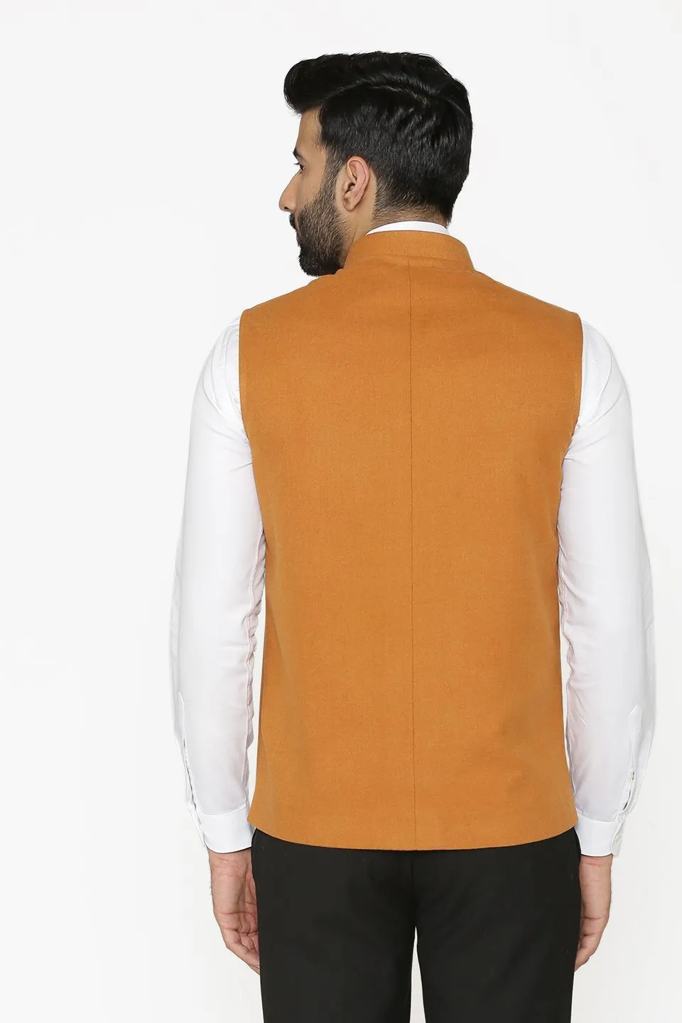 Tweed Wool Orange Modi Nehru Jacket