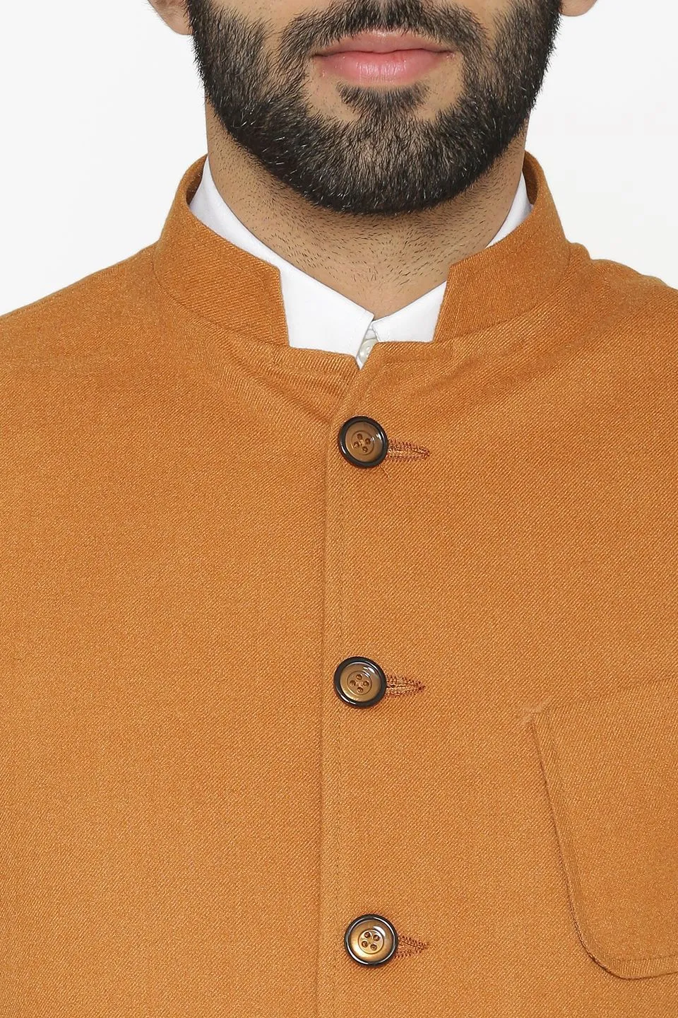 Tweed Wool Orange Modi Nehru Jacket
