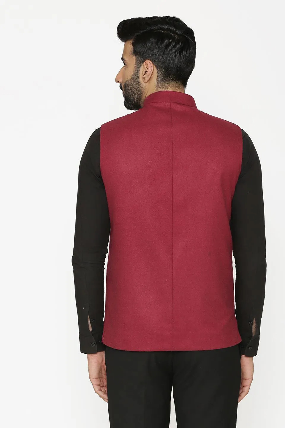 Tweed Wool Red Modi Nehru Jacket