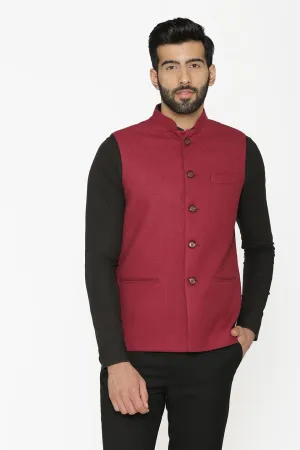 Tweed Wool Red Modi Nehru Jacket