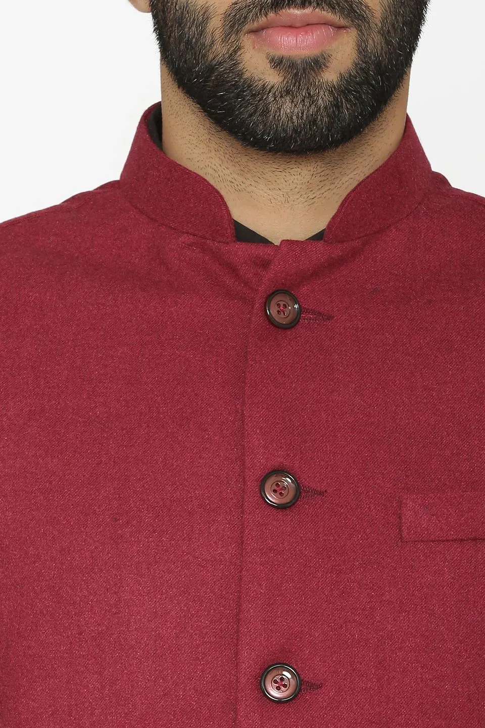 Tweed Wool Red Modi Nehru Jacket
