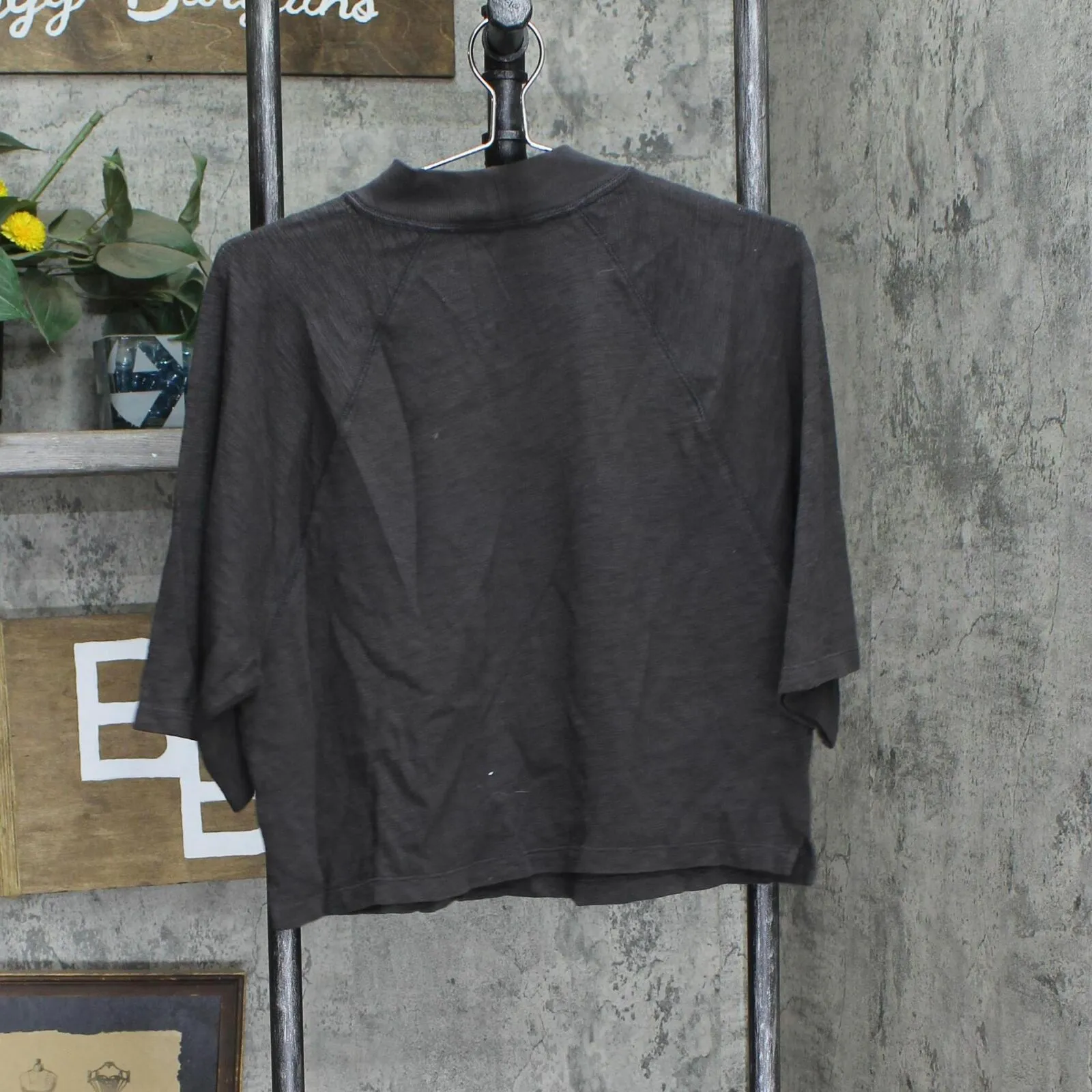 Universal Thread Womens Elbow Sleeve Mock Turtleneck T-Shirt Dark Gray M