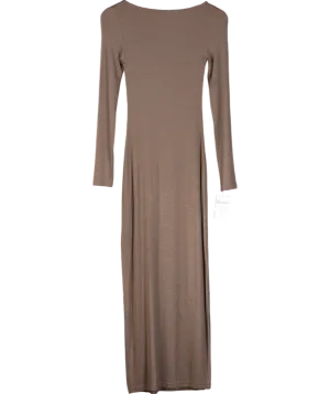 Urban Outfitters Brown Sabina Long Sleeve Slinky Maxi Dress UK XS