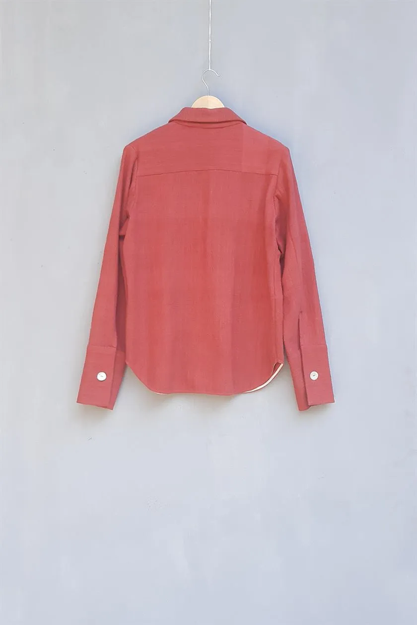 Urvashi Kaur   I   Subaru JACKET SUELO 100% handloom cotton brick TESSELLATE- 55