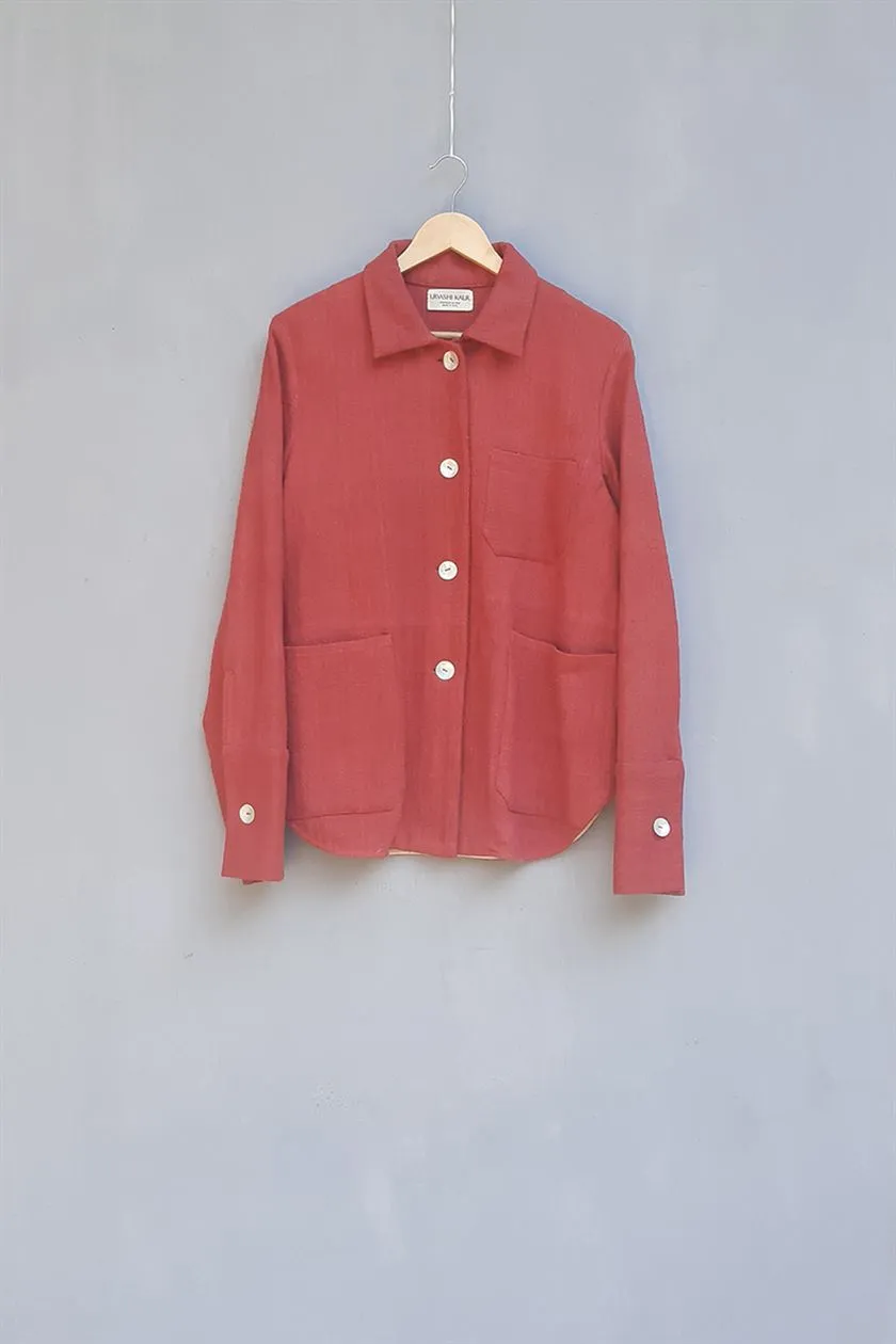 Urvashi Kaur   I   Subaru JACKET SUELO 100% handloom cotton brick TESSELLATE- 55