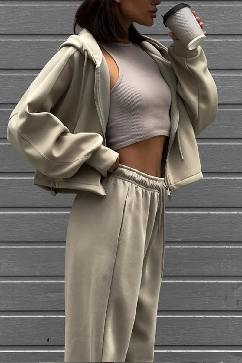 US3409 Workout Jacket and Sweatpants Set