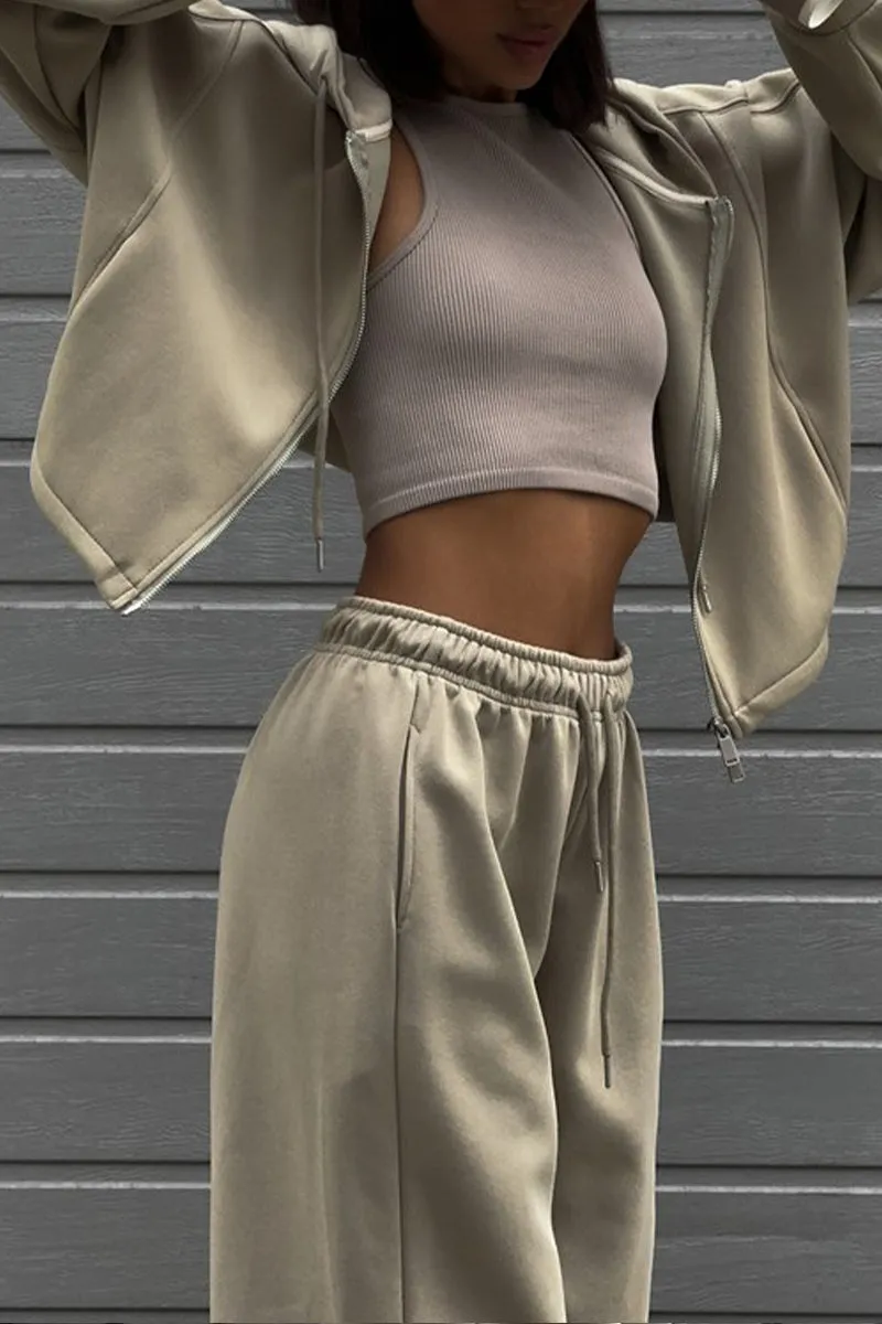 US3409 Workout Jacket and Sweatpants Set