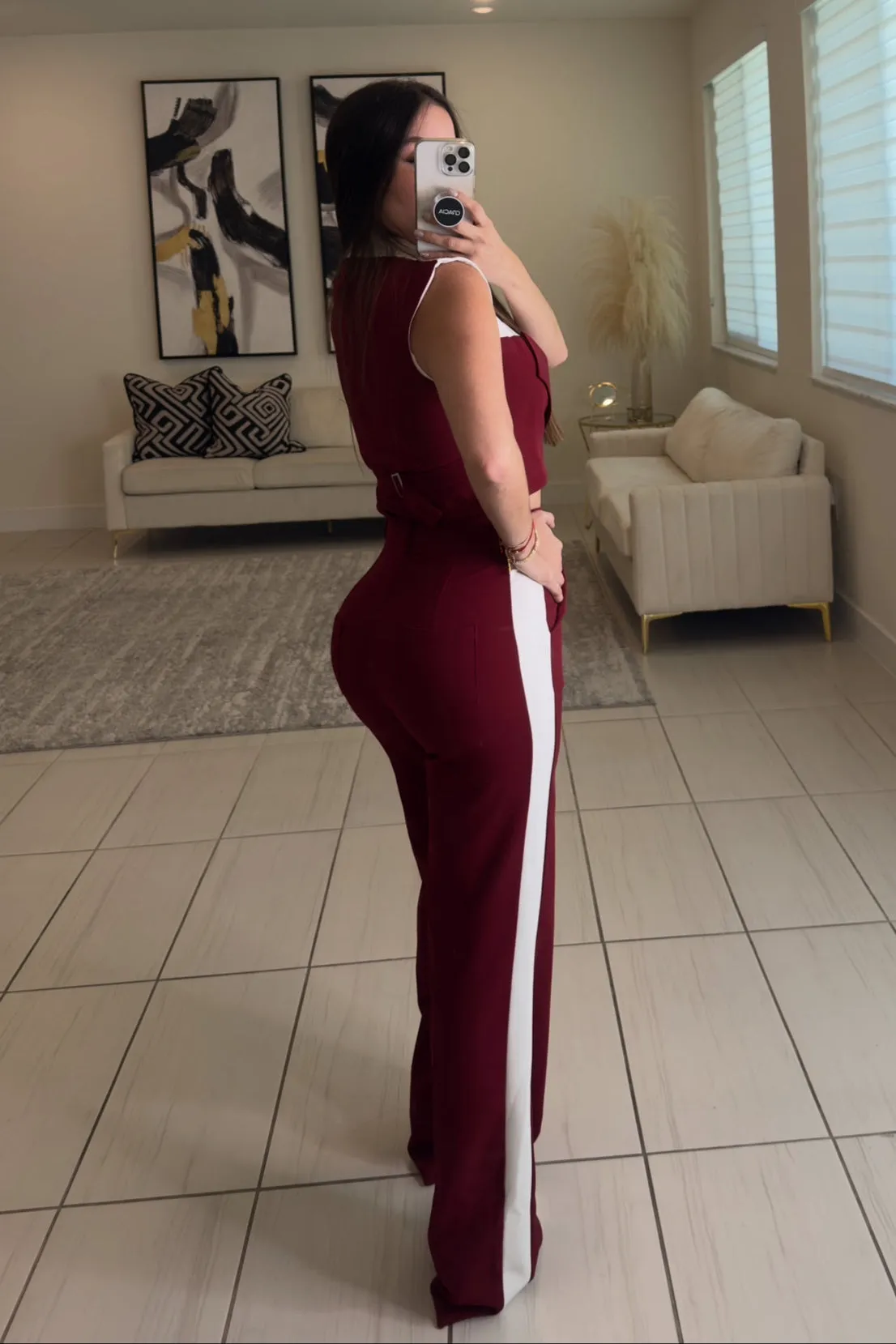 Utility Chic Wine Pants Set