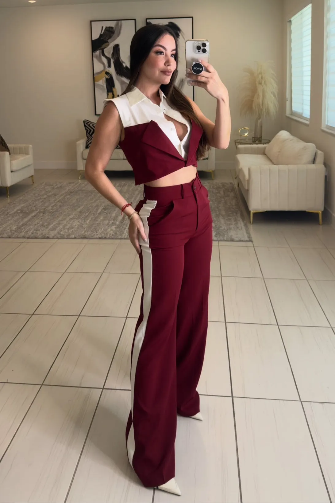 Utility Chic Wine Pants Set