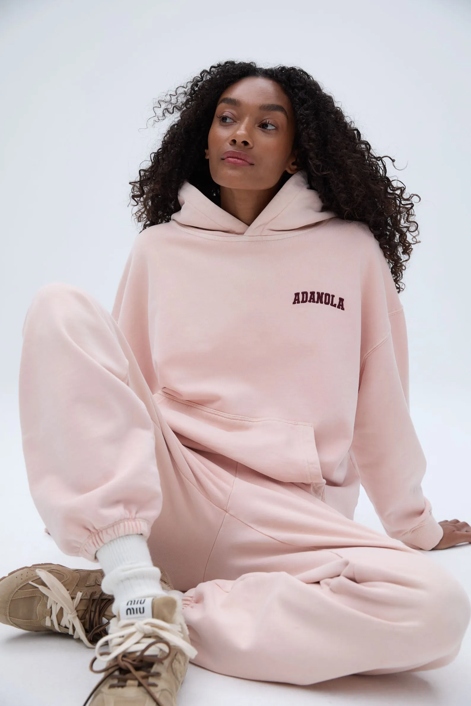 Varsity Washed Sweatpants - Blush Pink/Burgundy
