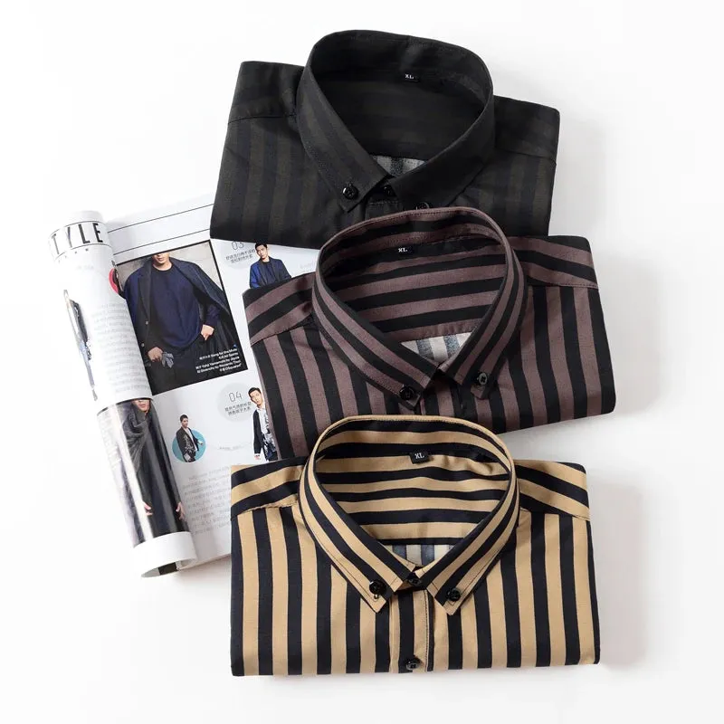 Vertical Stripe Slim Fit Men's Dress Shirt