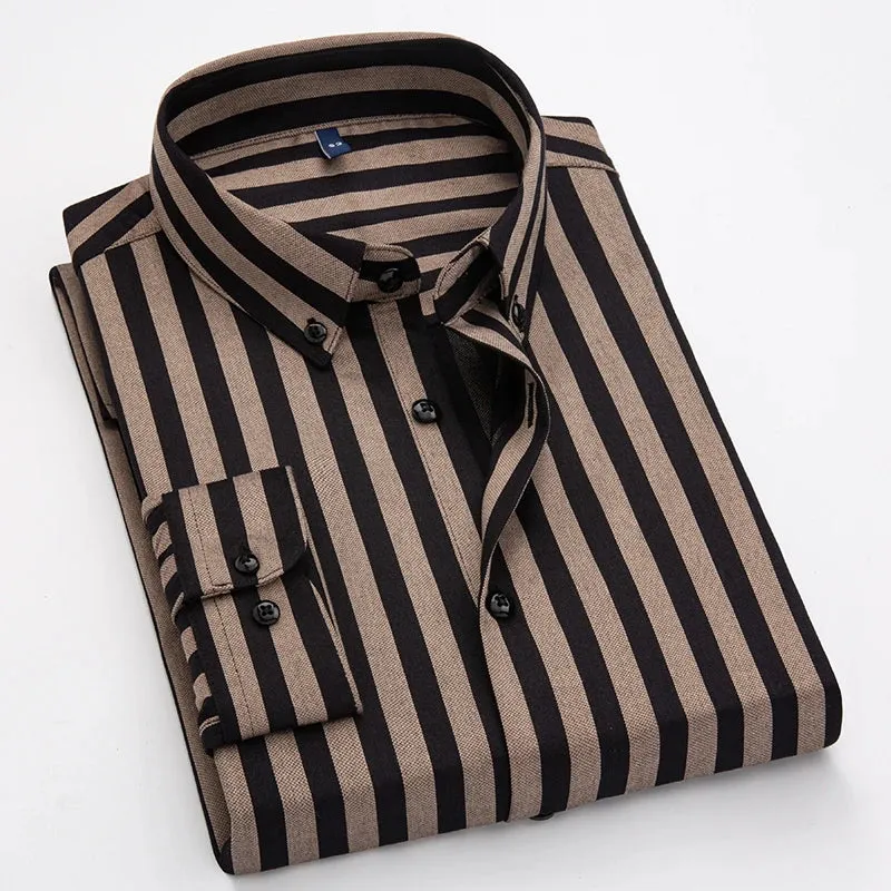 Vertical Stripe Slim Fit Men's Dress Shirt