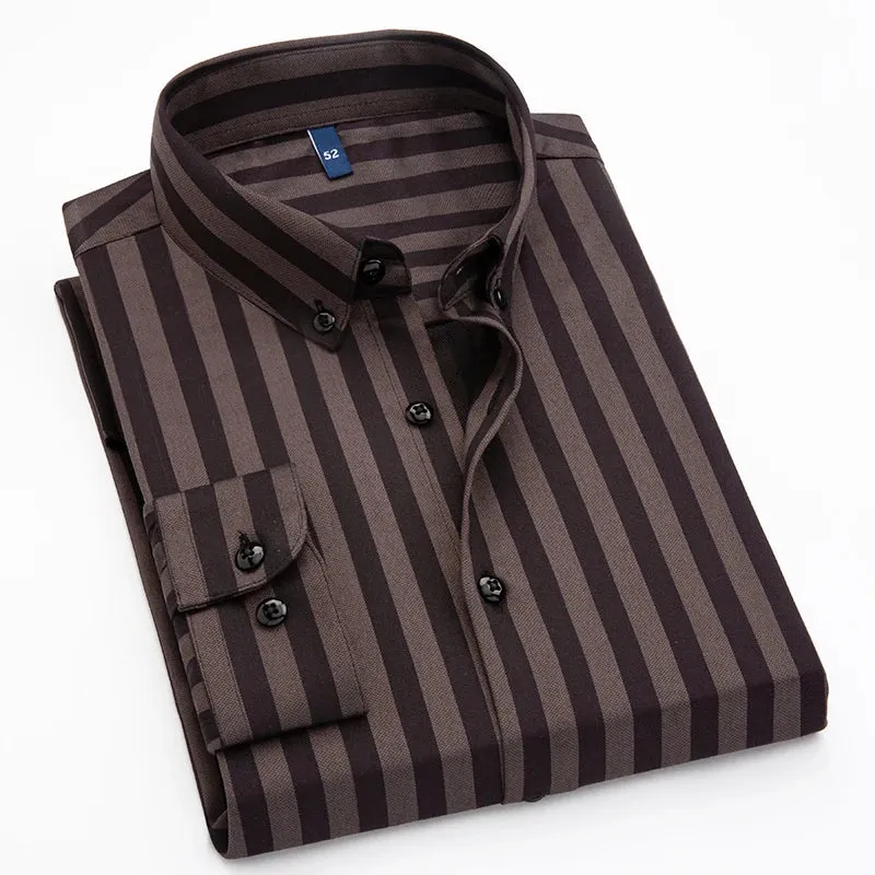Vertical Stripe Slim Fit Men's Dress Shirt