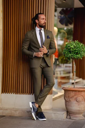 Vespo Khaki Slim Fit Suit for Sophisticated Occasions