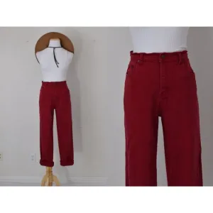 Vintage 90s Red Cotton/lycra Jeans size 10 | 32 waist
