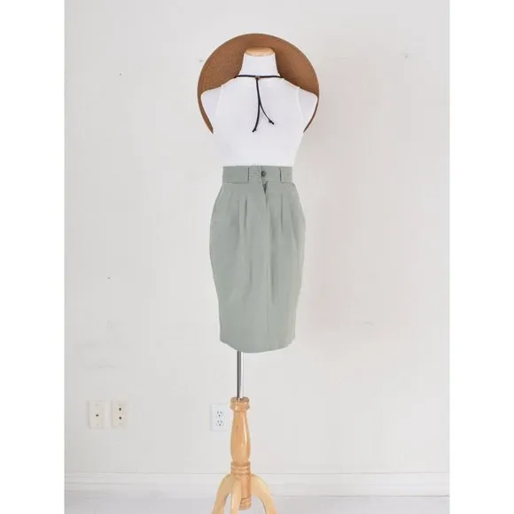 Vintage 90s Sage Poly/Cotton High Waisted Skirt size 7/8 | 26 waist
