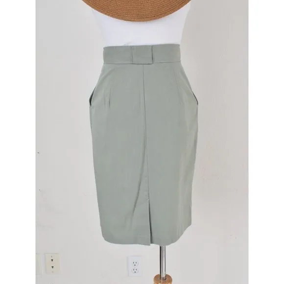 Vintage 90s Sage Poly/Cotton High Waisted Skirt size 7/8 | 26 waist