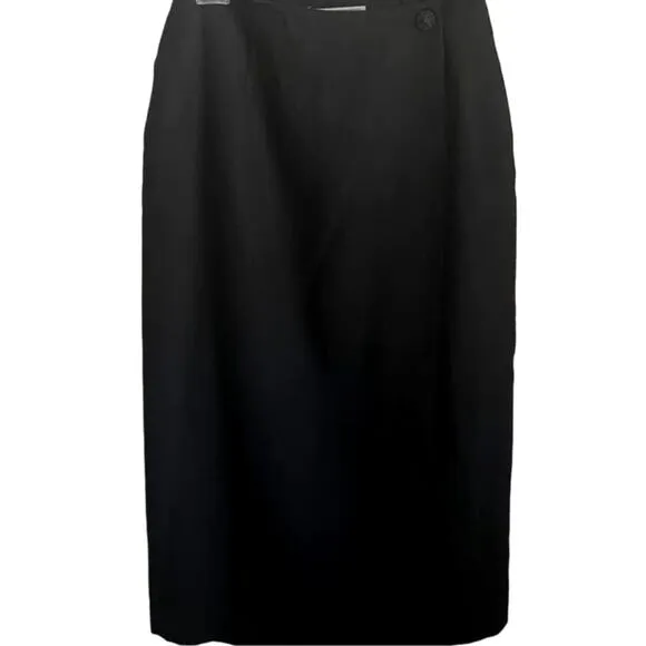 Vintage Norton McNaughton Black Wrap Midi Straight Skirt