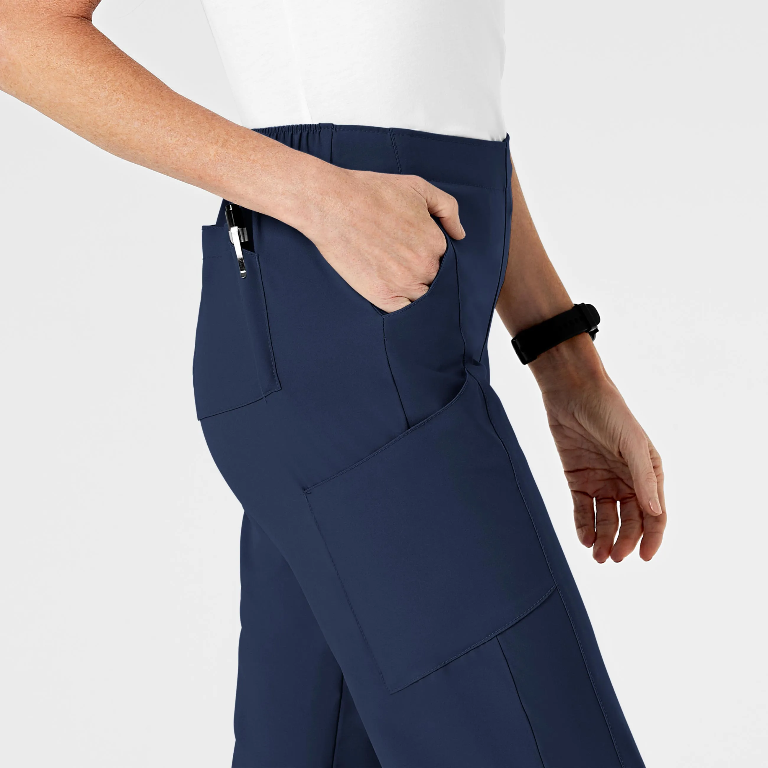 W123 5155 Flat Front Cargo Scrub Pants Navy