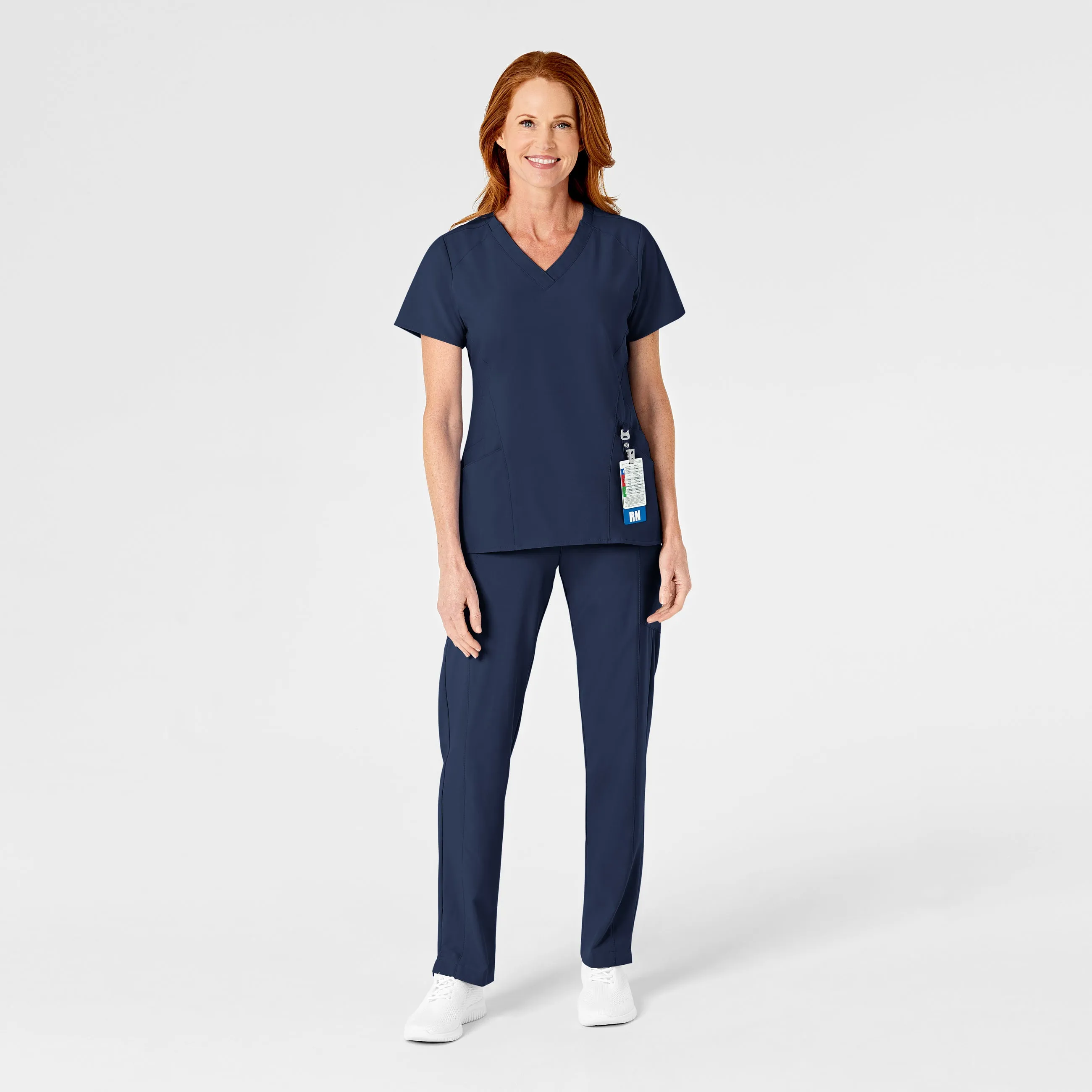 W123 5155 Flat Front Cargo Scrub Pants Navy