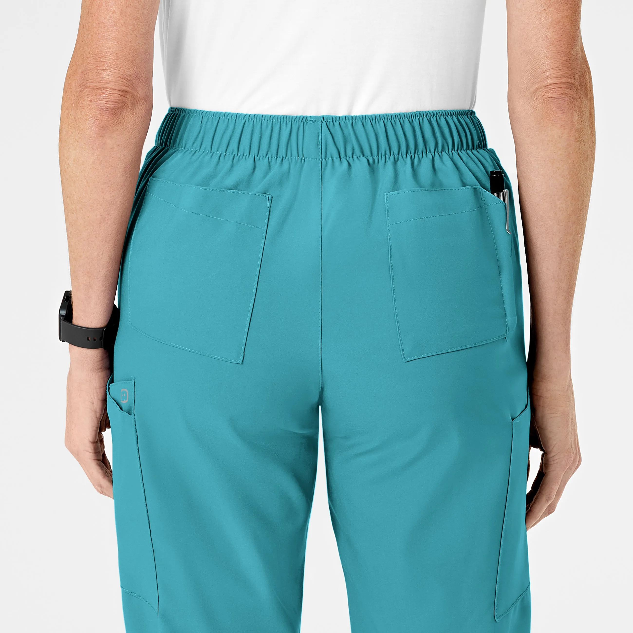 W123 5155 Flat Front Cargo Scrub Pants Teal Blue