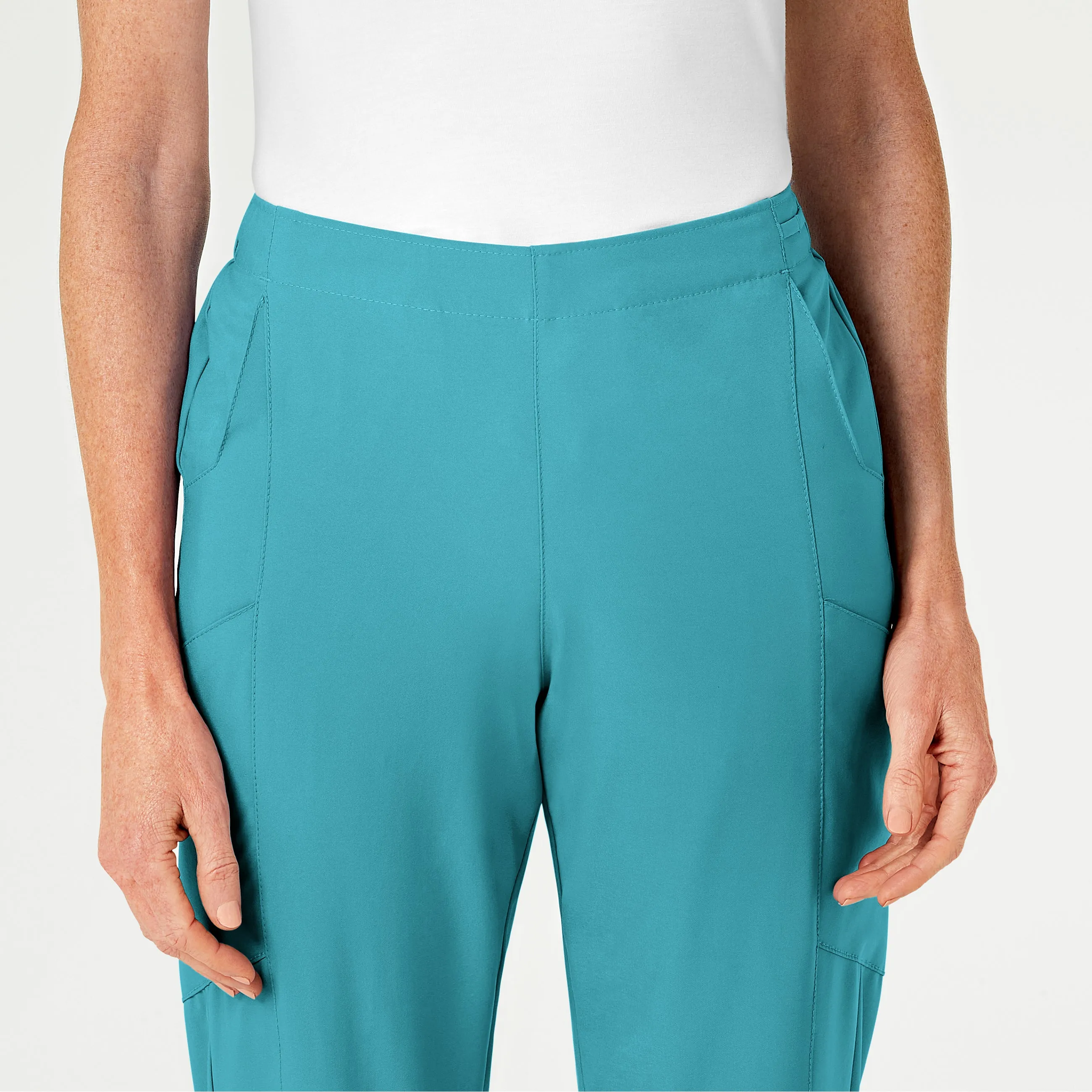 W123 5155 Flat Front Cargo Scrub Pants Teal Blue