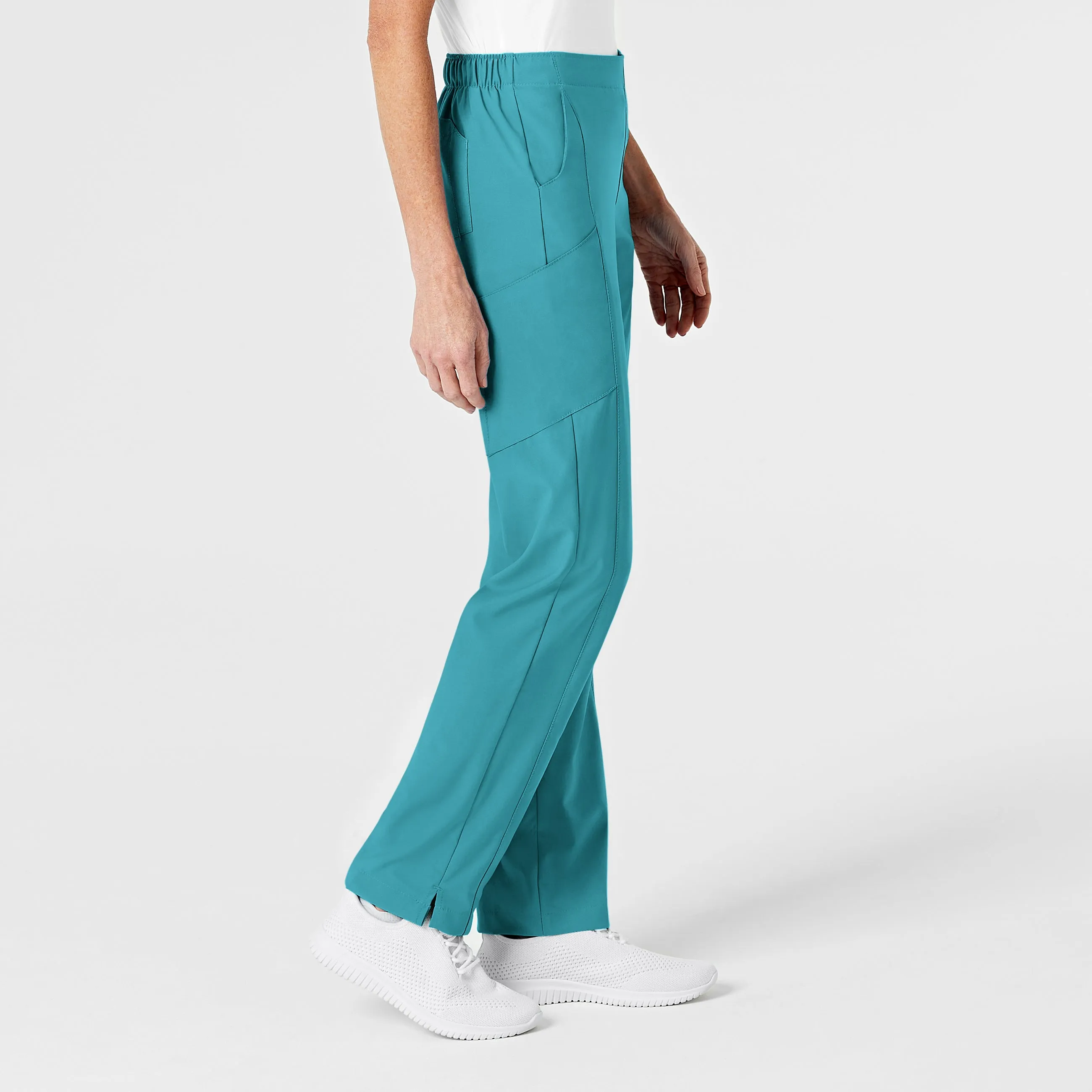 W123 5155 Flat Front Cargo Scrub Pants Teal Blue