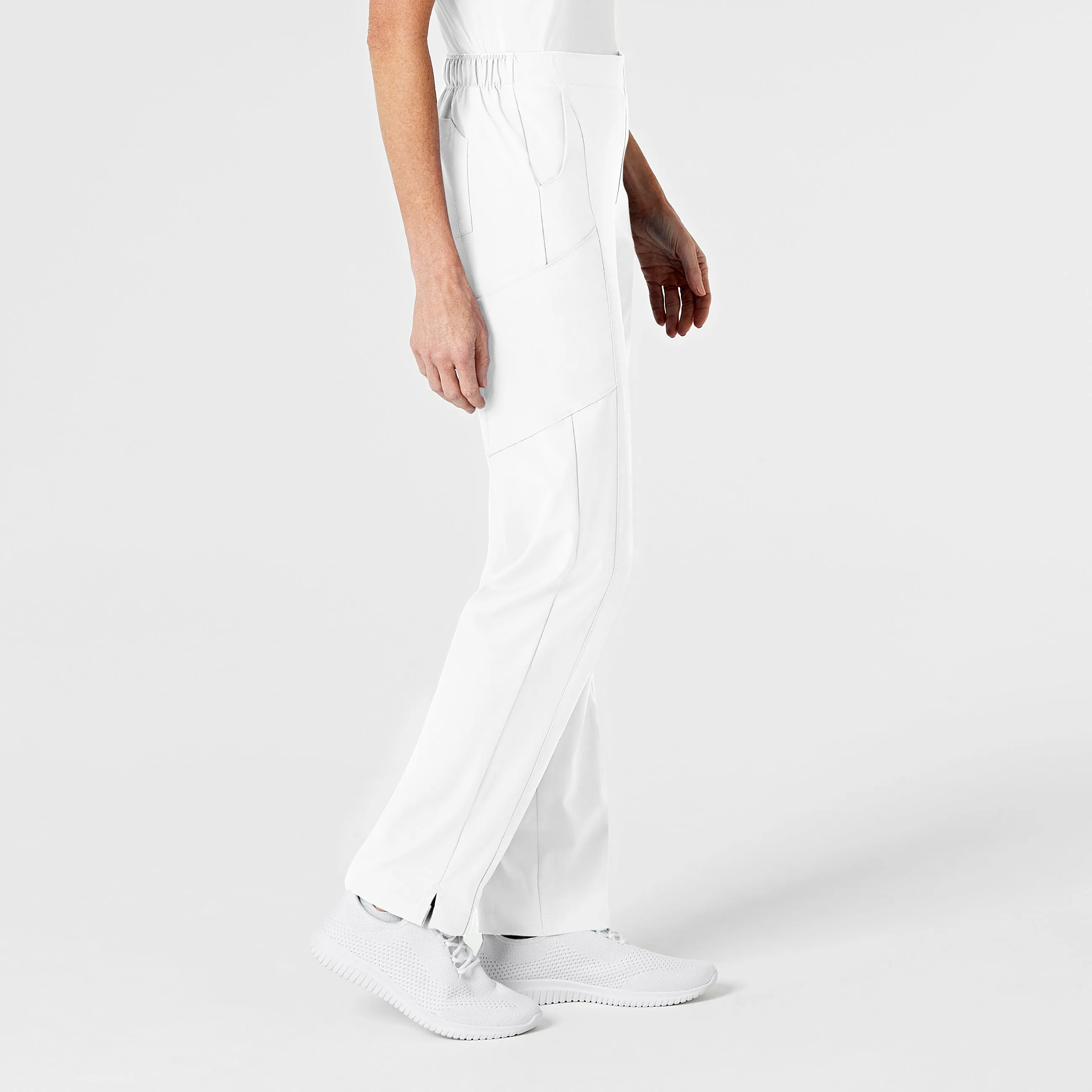 W123 5155 Flat Front Cargo Scrub Pants White