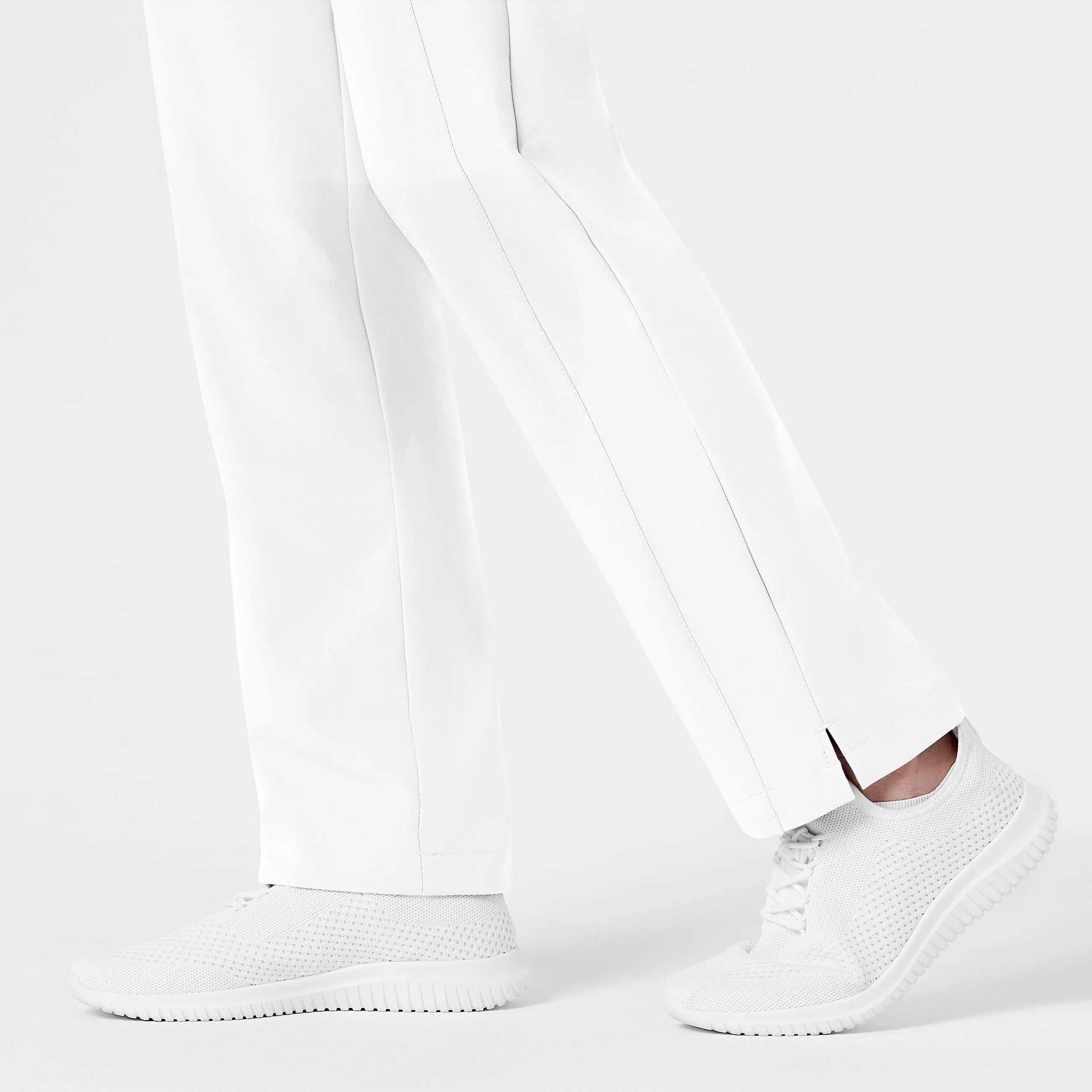 W123 5155 Flat Front Cargo Scrub Pants White