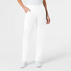 W123 5155 Flat Front Cargo Scrub Pants White