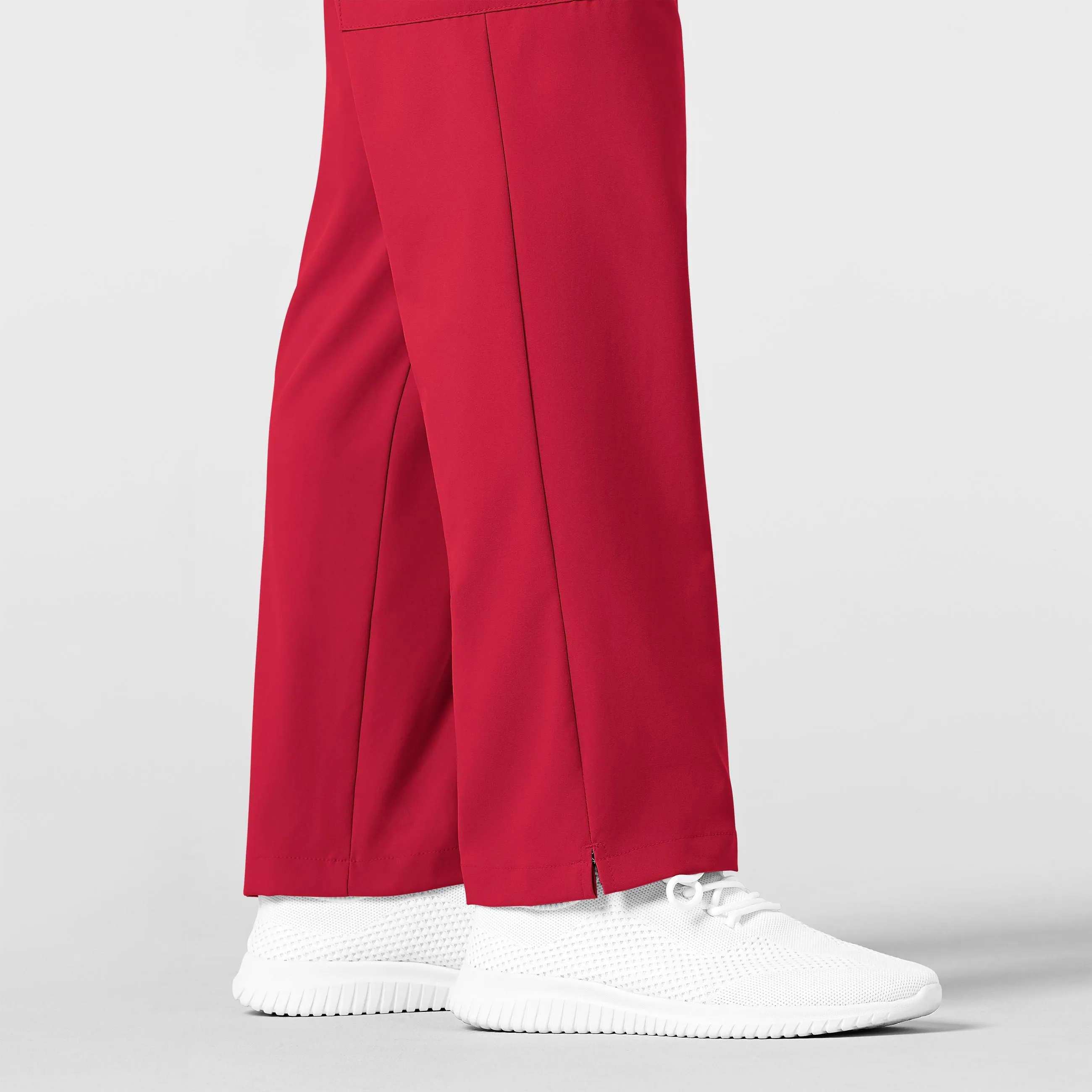 W123 5355 Men's Flat Front Cargo Scrub Pants Red