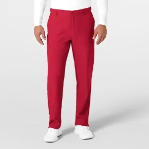W123 5355 Men's Flat Front Cargo Scrub Pants Red