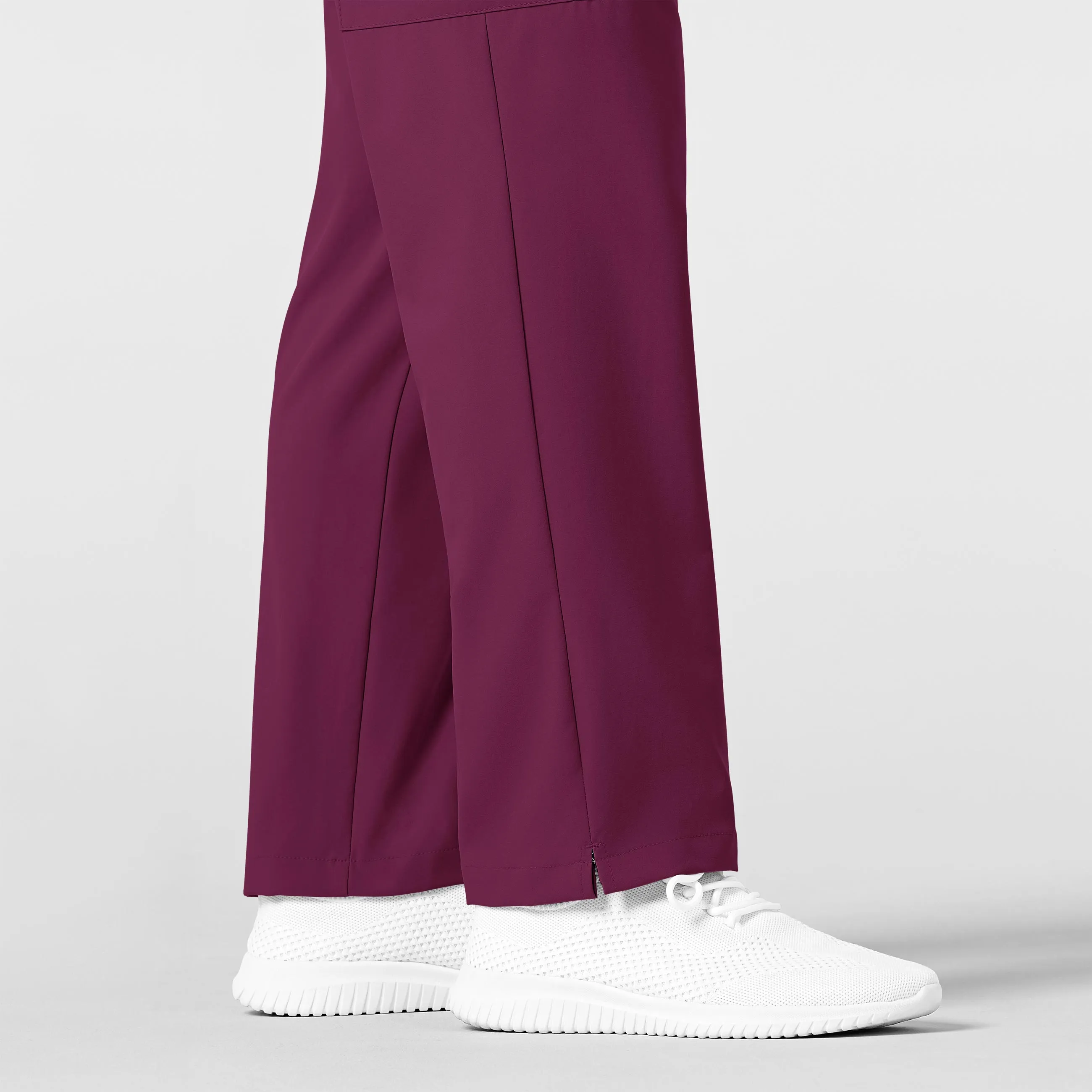 W123 5355 Men's Flat Front Cargo Scrub Pants Wine