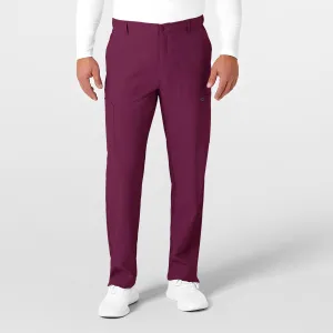 W123 5355 Men's Flat Front Cargo Scrub Pants Wine