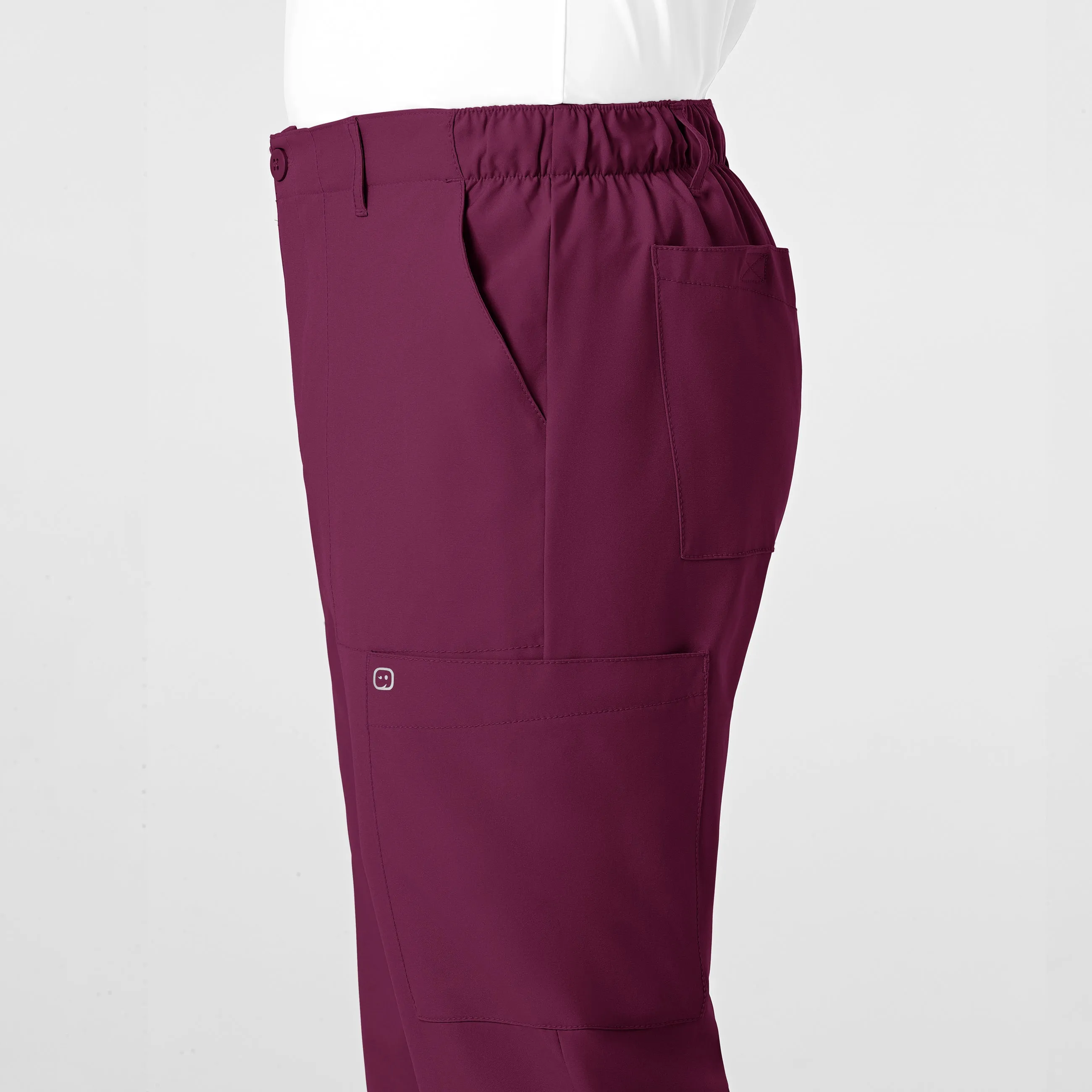 W123 5355 Men's Flat Front Cargo Scrub Pants Wine