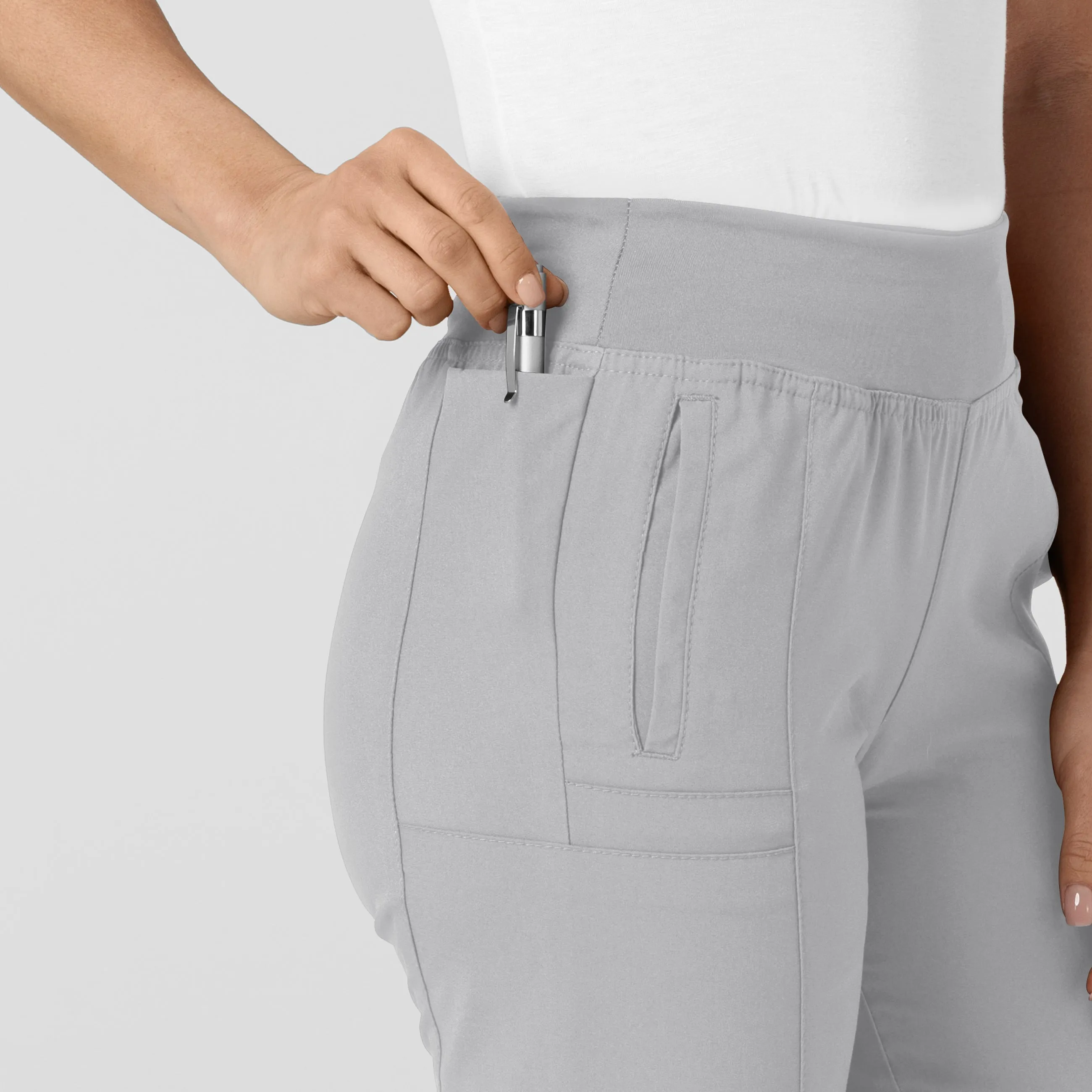 W123 5555 Comfort Waist Cargo Jogger Scrub Pants Grey