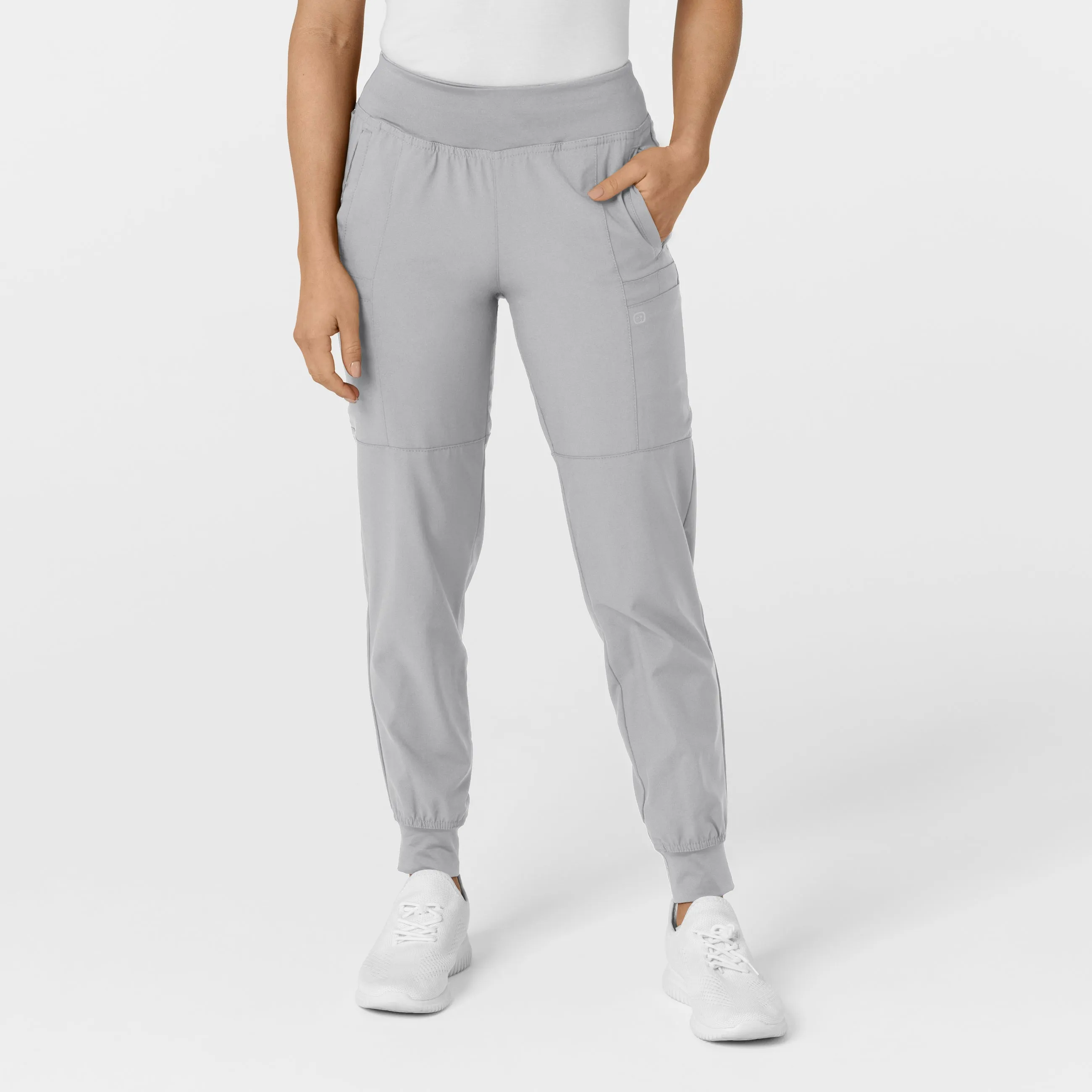 W123 5555 Comfort Waist Cargo Jogger Scrub Pants Grey