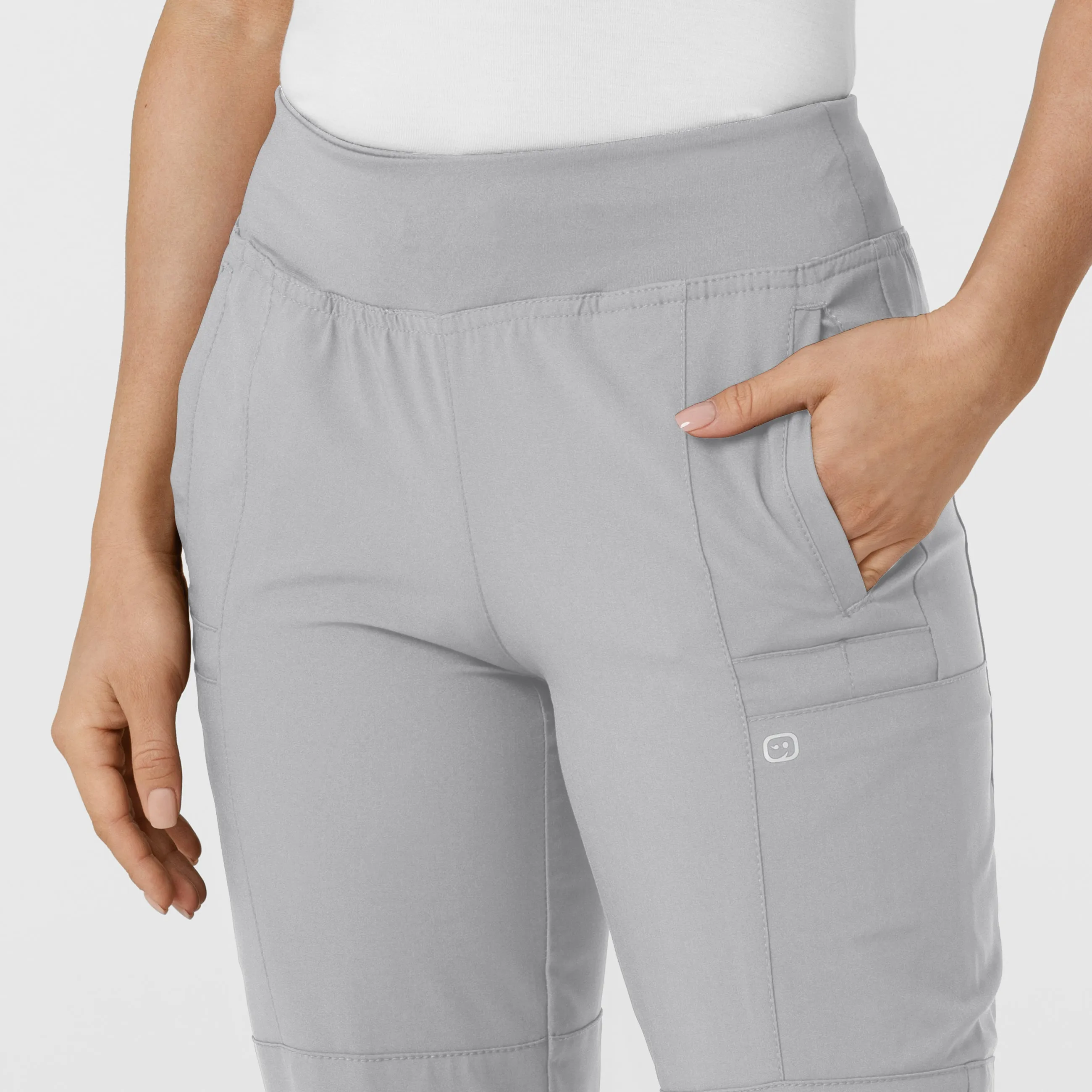 W123 5555 Comfort Waist Cargo Jogger Scrub Pants Grey